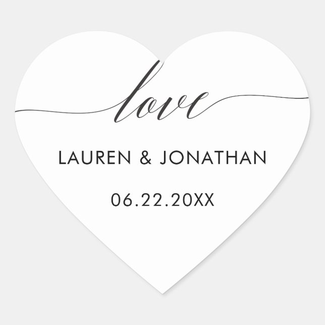 Love Stickers, Wedding Favour Stickers, Wedding Heart Sticker (Front)