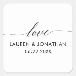 Love Stickers, Wedding Favour Stickers, Wedding Square Sticker