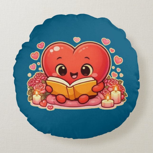 Love Stories Begin Within the Heart Round Cushion (Front)