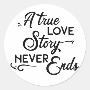 Love Story Black White Wedding Bridal Shower Classic Round Sticker