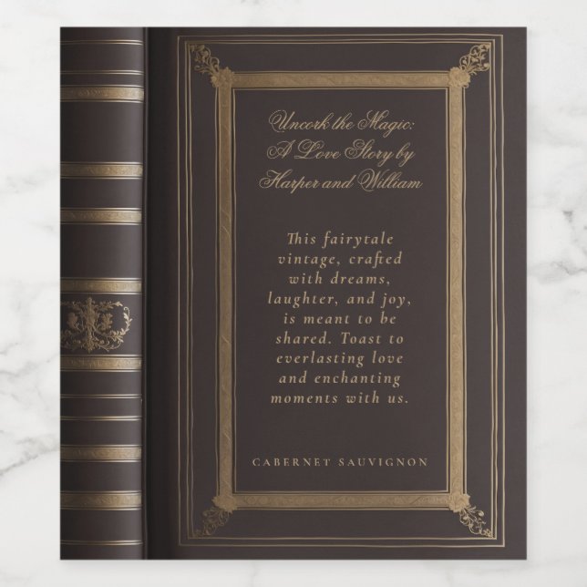 Love story book cover wine label (Single Label)