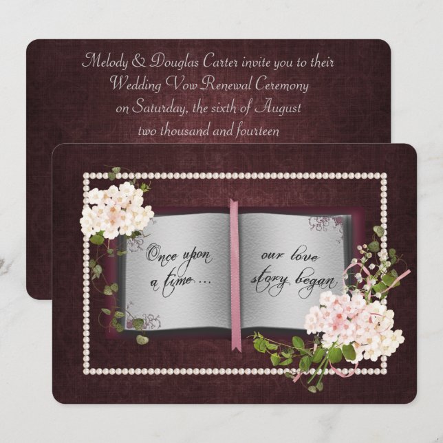 Love Story Book- Wedding Vow Renewal Invitation (Front/Back)
