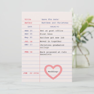 Love Story Due Date Library Card Save The Date