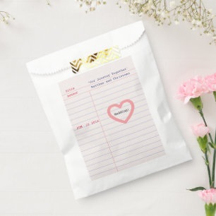 Love Story Due Date Library Card Wedding Favour Bags