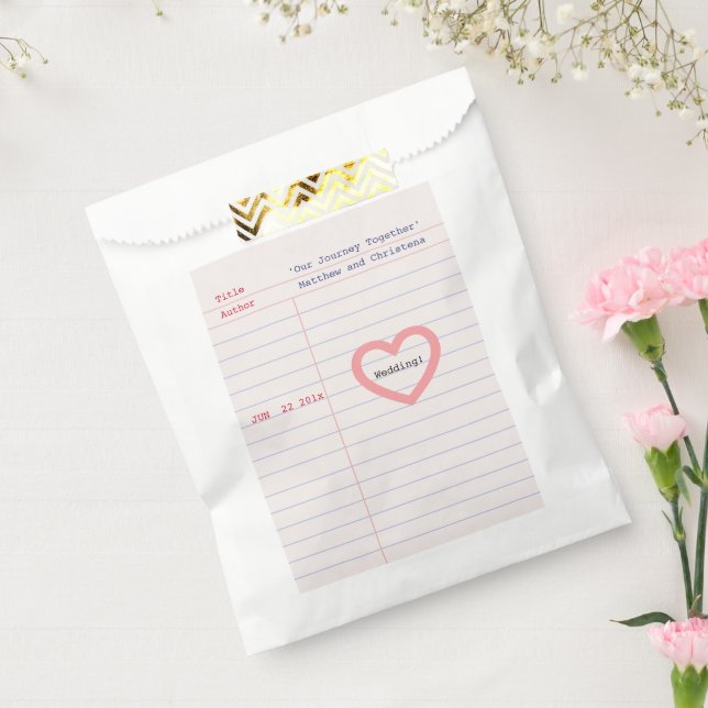 Love Story Due Date Library Card Wedding Favour Bags (Sealed)