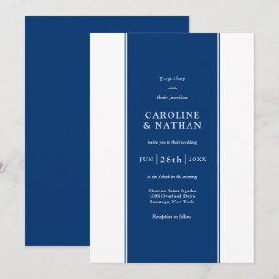 Love Story Elegant Colour Band in Deep Blue Invitation