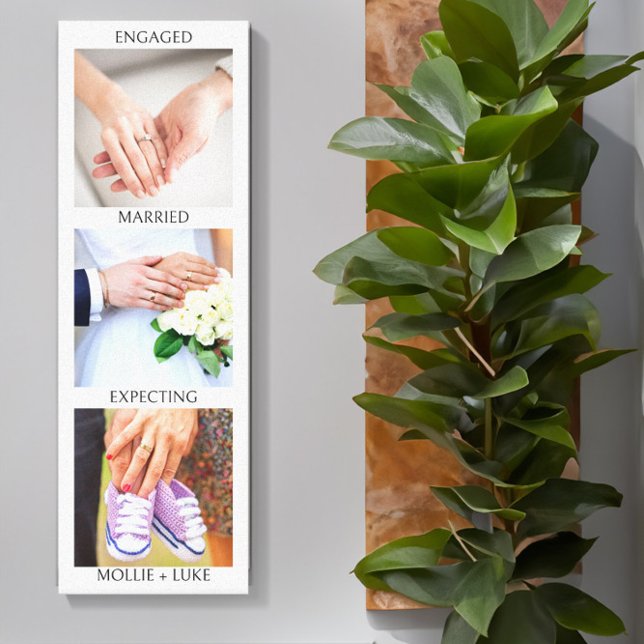 Love Story Engaged Married Expecting Couple Photo Canvas Print (Couple Love Story Photo Display for example Engaged, Married, Expecting. Design by Darling & May)