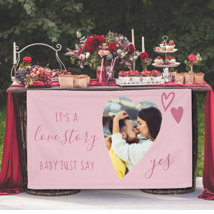 Love Story Heart Photo Say Yes Marriage Proposal Banner