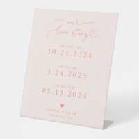 Love Story Heart Script Peach Wedding Timeline