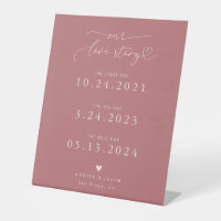 Love Story Heart Script Pink Wedding Timeline