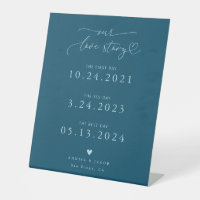 Love Story Heart Script Teal Wedding Timeline