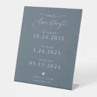 Love Story Heart Steel Blue Wedding Timeline