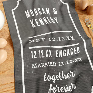 Love Story Met Engaged Married Kitchen Towel