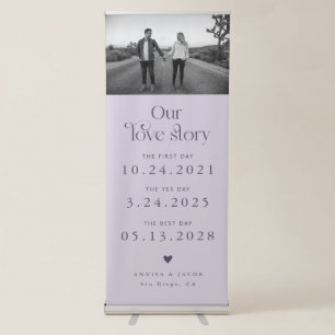 Love Story Retro Couple's Timeline Photo Purple Retractable Banner