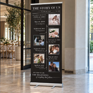 Love Story Wedding Timeline Photo Welcome Retractable Banner