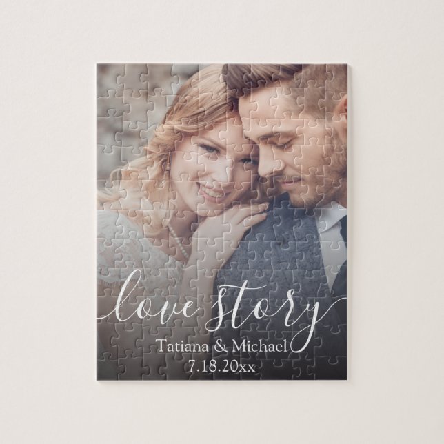 love story,white chic calligraphy,wedding photo  jigsaw puzzle (Vertical)
