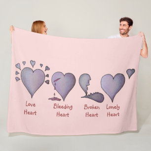 love story with purple and black hearts romantic fleece blanket