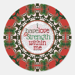 Love Strength Self Love  Appreciation Words Classic Round Sticker