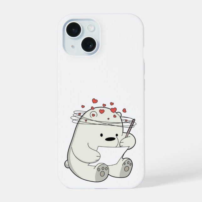 Love-Struck Bear Reading– Cute Cartoon iPhone Case (Back)