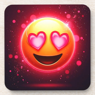 Love Struck Emoji Hearts Glow Coaster