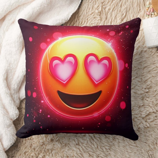 Love Struck Emoji Hearts Glow Cushion (Blanket)