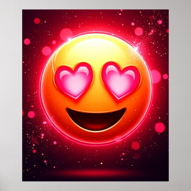 Love Struck Emoji Hearts Glow Poster (Front)