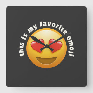 Love- struck emoji square wall clock