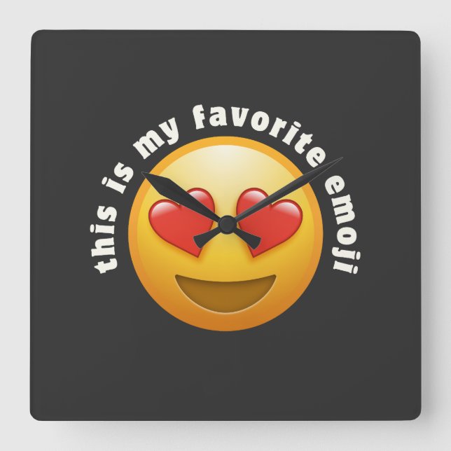 Love- struck emoji square wall clock (Front)
