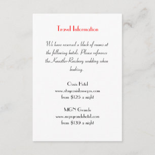 Love Struck Las Vegas Wedding Extra Info Card