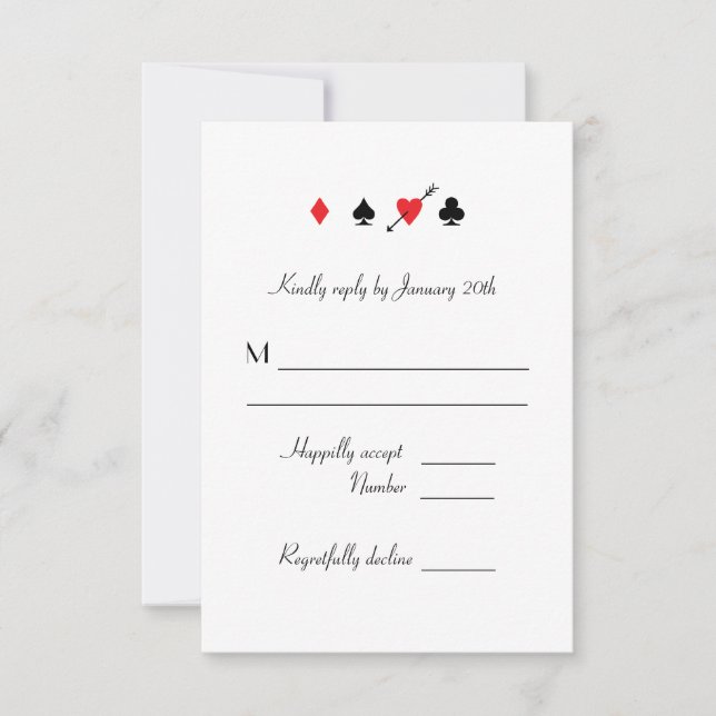 Love Struck Las Vegas Wedding RSVP reply card (Front)