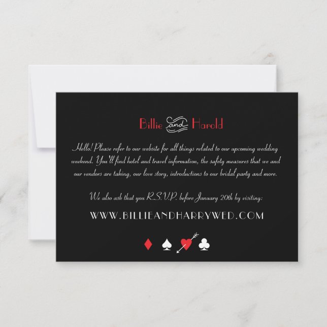 Love Struck Las Vegas Wedding Website Information  RSVP Card (Front)
