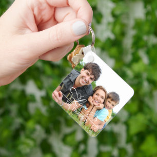 Love Stylish family Photo Personalized Elegant Key Ring