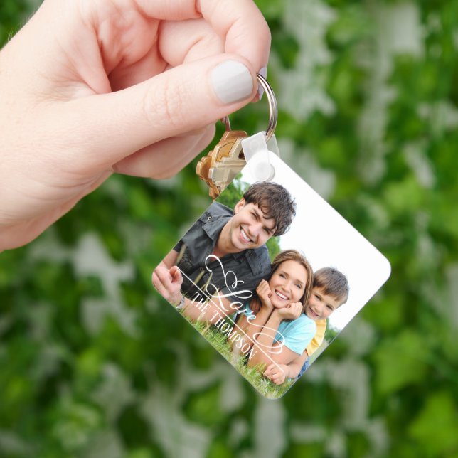 Love Stylish family Photo Personalized Elegant Key Ring (Hand)