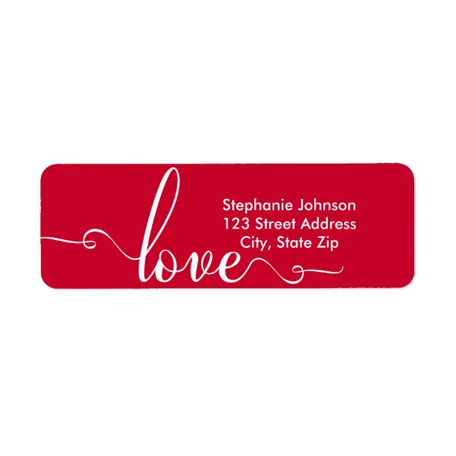 "Love" Stylish Valentines Day Address Label (Front)