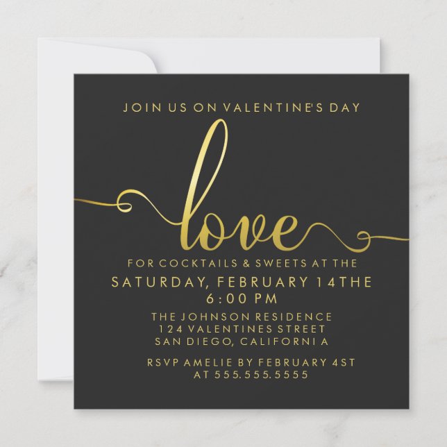 "Love" Stylish Valentines Day Party Invitation (Front)