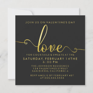 "Love" Stylish Valentines Day Party Invitation