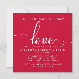 "Love" Stylish Valentines Day Party Invitation