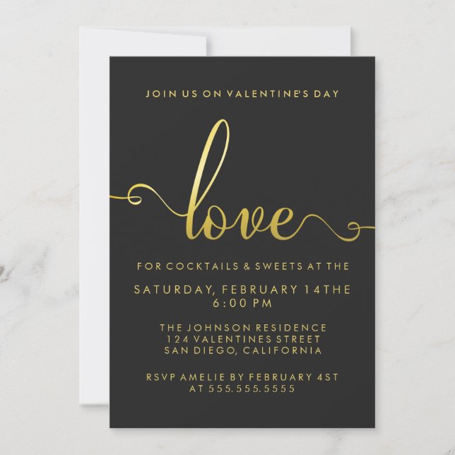 "Love" Stylish Valentines Day Party Invitation (Front)