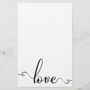 "Love" Stylish Valentines Day Stationery