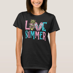 Love Summer Pineapple Skull  Watermelon Summer Fru T-Shirt