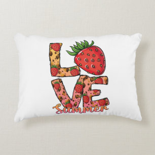 Love & Summer   Pink & Brown   Fresh Strawberry Decorative Cushion
