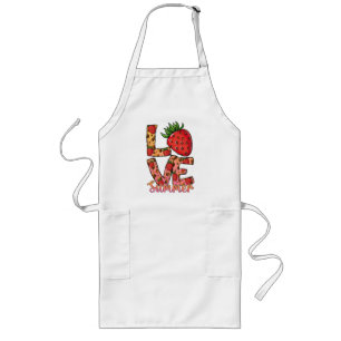 Love & Summer Pink & Brown Fresh Strawberry Long Apron