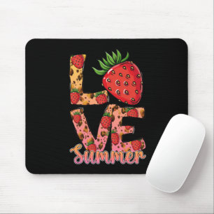 Love & Summer Pink & Brown Fresh Strawberry Mouse Mat