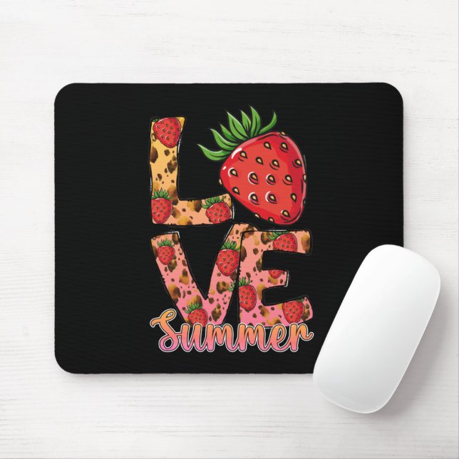Love & Summer | Pink & Brown | Fresh Strawberry Mouse Mat (With Mouse)