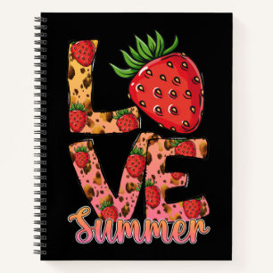 Love & Summer Pink & Brown Fresh Strawberry Notebook