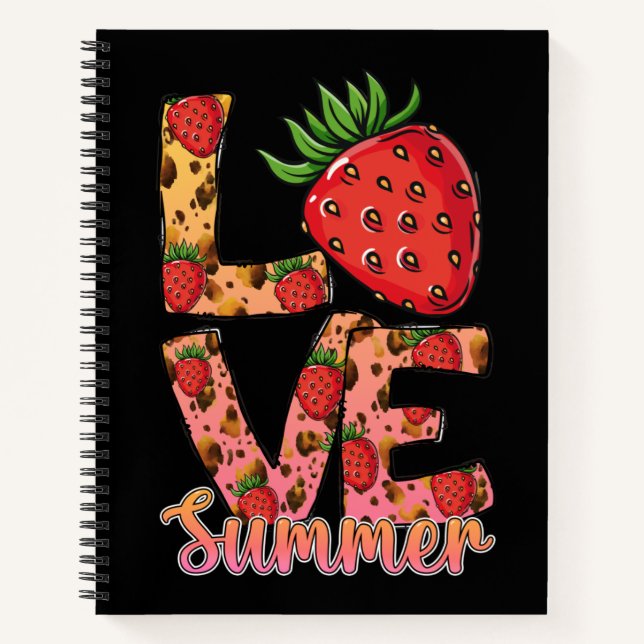 Love & Summer | Pink & Brown | Fresh Strawberry Notebook (Front)