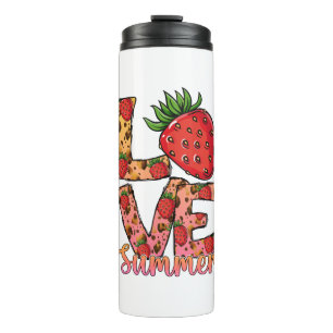 Love & Summer   Pink & Brown   Fresh Strawberry Thermal Tumbler
