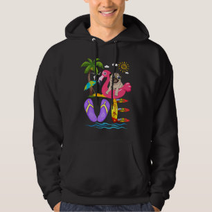 Love Summer Pug Flip Flops Flamingo Dog Pet Lover Hoodie