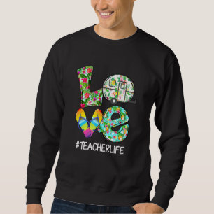 Love Summer Rv Camping Camper Flower Flip Flop Tea Sweatshirt
