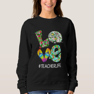 Love Summer Rv Camping Camper Flower Flip Flop Tea Sweatshirt